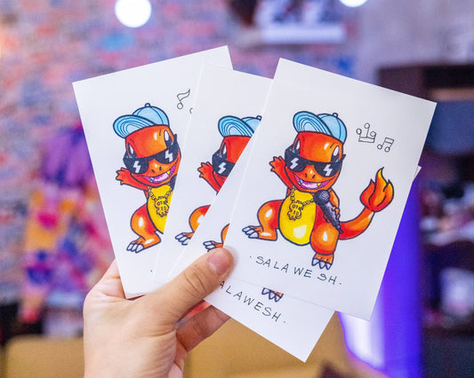 Salawesh - Parodie Pokemon -Illustration imprimé sur papier épais 300g recyclé.La version poster A4 est tamponnée à la main.-Brunograffer Boutique Art de Brunograffer - Illustration imprimé sur papier épais 300g recyclé.La version poster A4 est tamponnée à la main.