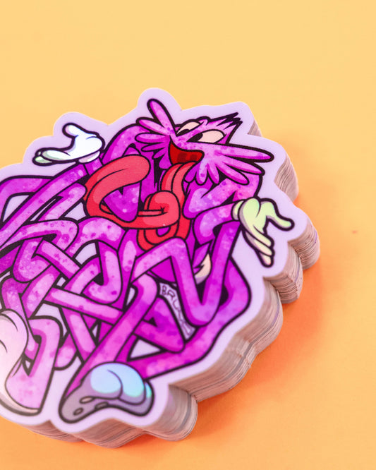 Pad Emmêlé Boutique Art de Brunograffer - Une illustration digitale réalisé sur tablette iPad avec Procreate puis imprimée en sticker avec effet holographique.
Une illustration digital réalisé sur tablette iPad avec Procreate puis imprimée. Les autocollants sont résistants aux poussières et aux éclaboussures. Veillez bien à les coller sur une surface lisse, propre et sèche pour un bon maintient. Par exemple sur un casque, un vélo, un frigo, une porte, le dos d'un téléphone, etc.
Matériaux : Sticker Vinyle mat avec effect holographique.Dimensions : 4,2 x 5,2 cm
Vendu à l'unité