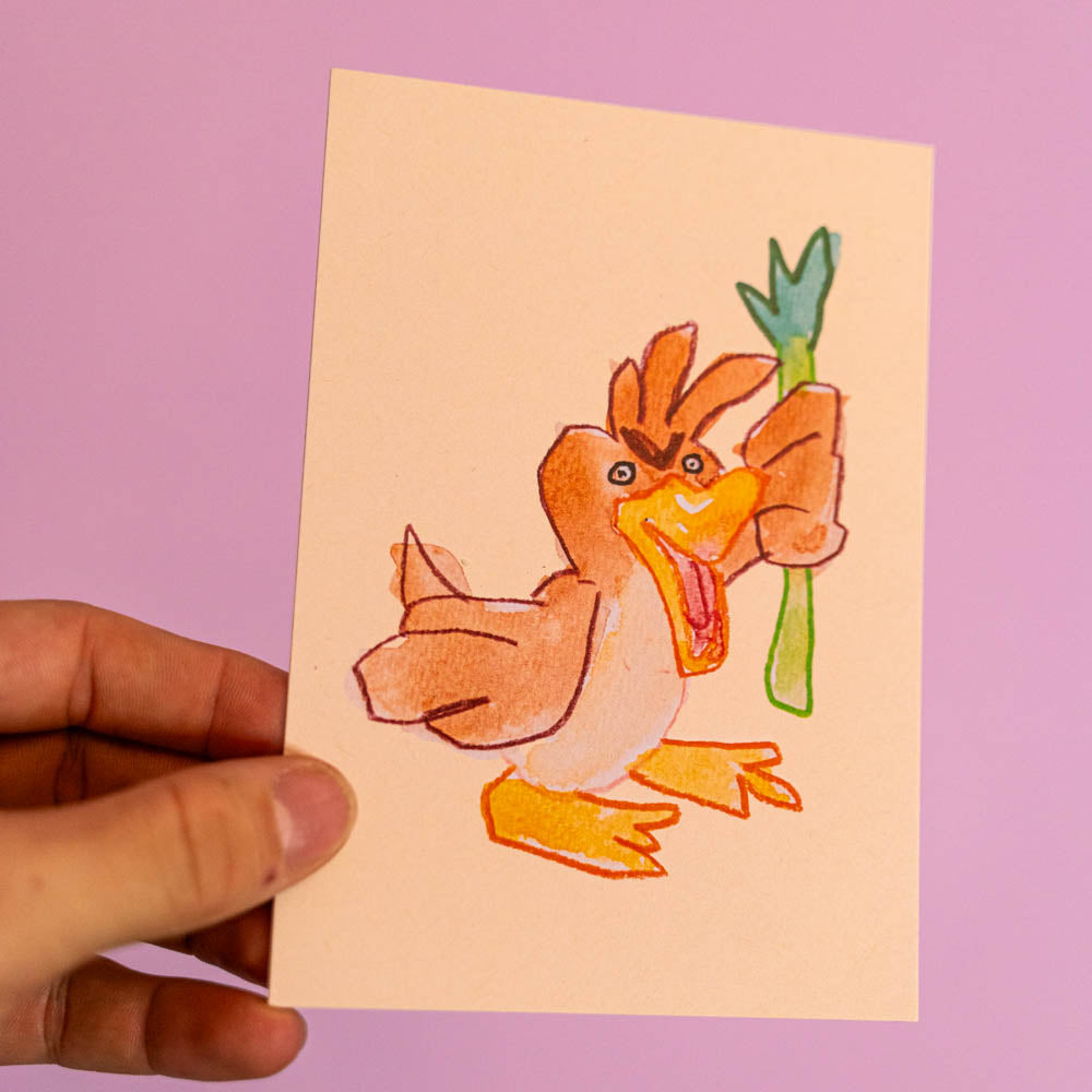 Carte postale Canarticho (Edition Moche) -Carte postale imprimée d’une illustration réalisée à l'aquarelle et aux crayons de couleurs.Le dessin vient d'un challenge en live sur Twitch dans lequel j'ai dessiné les 151 Pokémon de la première génération de 1995 en 24h en live sur Twitch, MAIS : en moche ! Voir la vidéo : https://youtu.be/0MyLD5bqc1Q Papier 300g recyclé. Possibilité de la faire signer et dédicacer à la main en choisissant l'option de livraison "Dédicacée".-Brunograffer Carte postale Canarticho (Edition Moche) -Carte postale imprimée d’une illustration réalisée à l'aquarelle et aux crayons de couleurs.Le dessin vient d'un challenge en live sur Twitch dans lequel j'ai dessiné les 151 Pokémon de la première génération de 1995 en 24h en live sur Twitch, MAIS : en moche ! Voir la vidéo : https://youtu.be/0MyLD5bqc1Q Papier 300g recyclé. Possibilité de la faire signer et dédicacer à la main en choisissant l'option de livraison