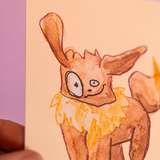 Carte postale Evoli (Edition Moche) -Carte postale imprimée d’une illustration réalisée à l'aquarelle et aux crayons de couleurs.Le dessin vient d'un challenge en live sur Twitch dans lequel j'ai dessiné les 151 Pokémon de la première génération de 1995 en 24h en live sur Twitch, MAIS : en moche ! Voir la vidéo : https://youtu.be/0MyLD5bqc1Q Papier 300g recyclé. Possibilité de la faire signer et dédicacer à la main en choisissant l'option de livraison "Dédicacée".-Brunograffer Boutique Art de Brunograffer - Carte postale imprimée d’une illustration réalisée à l'aquarelle et aux crayons de couleurs.Le dessin vient d'un challenge en live sur Twitch dans lequel j'ai dessiné les 151 Pokémon de la première génération de 1995 en 24h en live sur Twitch, MAIS : en moche !
 
Voir la vidéo : https://youtu.be/0MyLD5bqc1Q
 
Papier 300g recyclé.
Possibilité de la faire signer et dédicacer à la main en choisissant l'option de livraison "Dédicacée".