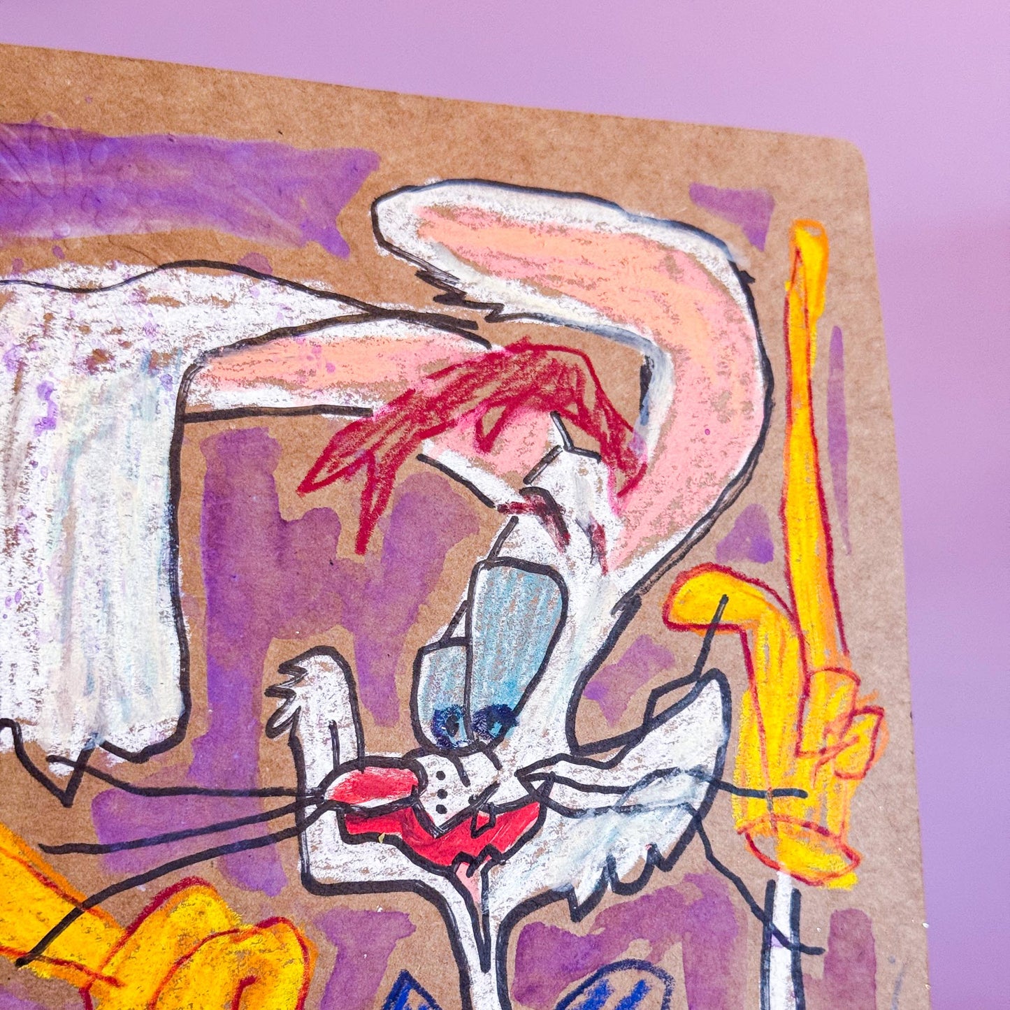 Roger le Lapin (Original) -Dessin original réalisé en live sur Twitch tamponné, gaufré et signé à la main. S’il est moche c’est qu’il est bien réussi, car oui, c’est fait exprès. Le concept sur Twitch est de dessiner les personnages que me suggère la communauté, le plus moche possible. Matériel : Crayons de couleur et peinture aquarelle. Dimensions : 15 x 21 cm Papier aquarelle épais 300g-Brunograffer Roger le Lapin (Original) -Dessin original réalisé en live sur Twitch tamponné, gaufré et signé à la main. S’il est moche c’est qu’il est bien réussi, car oui, c’est fait exprès. Le concept sur Twitch est de dessiner les personnages que me suggère la communauté, le plus moche possible. Matériel : Crayons de couleur et peinture aquarelle. Dimensions : 15 x 21 cm Papier aquarelle épais 300g-Brunograffer