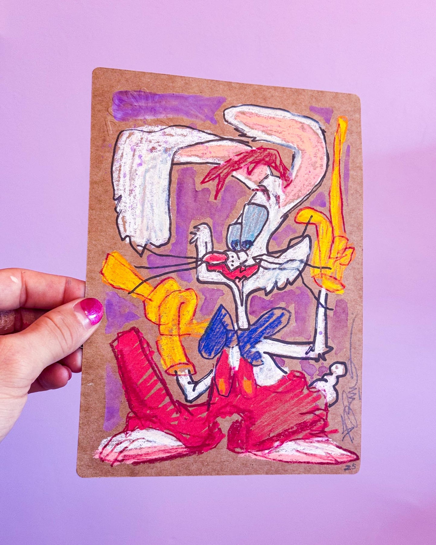 Roger le Lapin (Original) -Dessin original réalisé en live sur Twitch tamponné, gaufré et signé à la main. S’il est moche c’est qu’il est bien réussi, car oui, c’est fait exprès. Le concept sur Twitch est de dessiner les personnages que me suggère la communauté, le plus moche possible. Matériel : Crayons de couleur et peinture aquarelle. Dimensions : 15 x 21 cm Papier aquarelle épais 300g-Brunograffer Roger le Lapin (Original) -Dessin original réalisé en live sur Twitch tamponné, gaufré et signé à la main. S’il est moche c’est qu’il est bien réussi, car oui, c’est fait exprès. Le concept sur Twitch est de dessiner les personnages que me suggère la communauté, le plus moche possible. Matériel : Crayons de couleur et peinture aquarelle. Dimensions : 15 x 21 cm Papier aquarelle épais 300g-Brunograffer