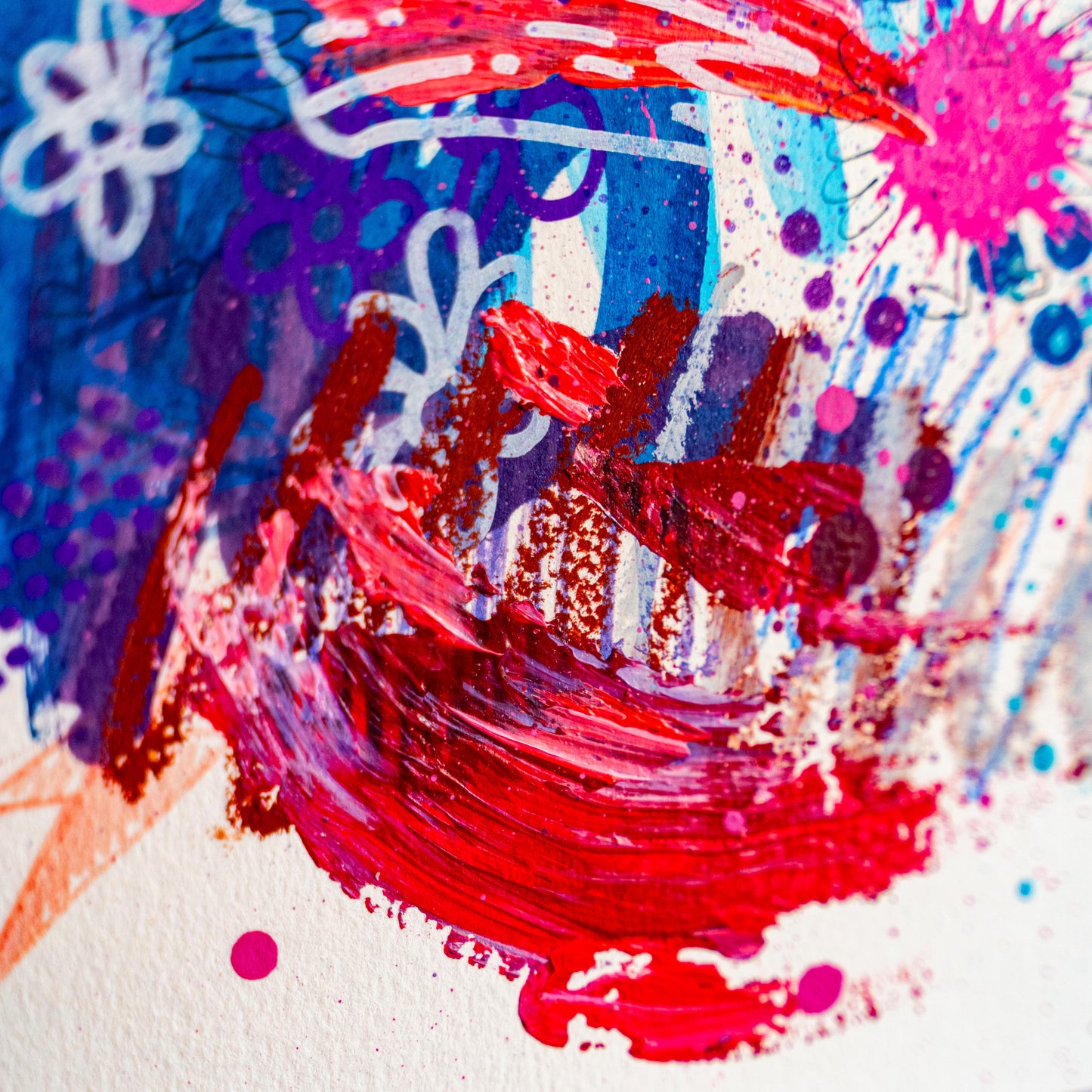 Composition Abstraite 2 (Original) -Illustration Abstraite pour mon Livre d'art "Bouquin" de 2023. Il s'agit d'un dessin original sur aquarelle papier épais 300g composé de plusieurs techniques et outils mélangées : Feutres pour enfants, marqueurs à peinture, peinture aquarelle et pastels à l'acrylique. FORMAT A3 : 42 x 30 cm Le dessins est tamponné, signé et gaufré à la main. Exemplaire unique. Vendue sans cadre.-Brunograffer Composition Abstraite 2 (Original) -Illustration Abstraite pour mon Livre d'art