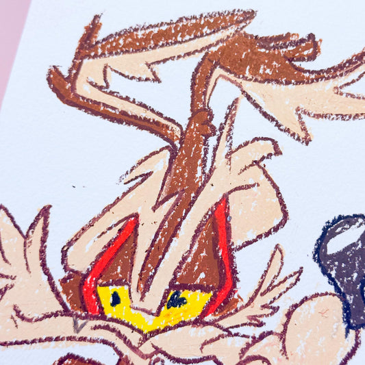 Coyotte Moche (Original) Boutique Art de Brunograffer - Dessin original réalisé en live sur Twitch tamponné, gaufré et signé à la main.
 
Matériel : Crayon de couleurs et peinture aquarelle.
Dimensions : 15 x 21 cm
Papier épais 300g de grande qualité.