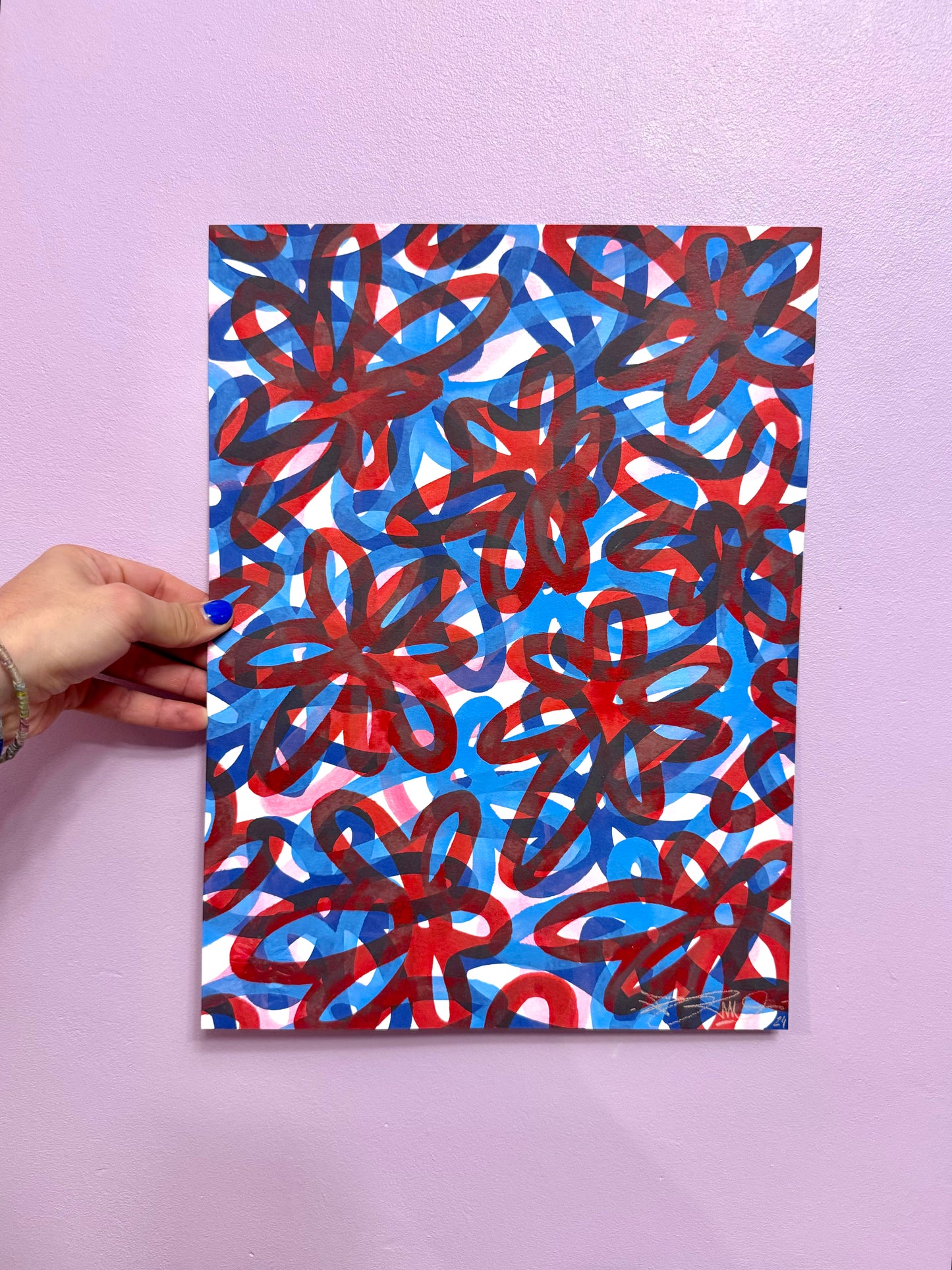 Flower double power (Original) -Exemplaire unique réalisé à la main. Tamponné, signé et gaufré à la main. Vendue sans cadre. Matériel : Feutres Dripstick à l’acrylique sur papier épais 300g.-Brunograffer Flower double power (Original) -Exemplaire unique réalisé à la main. Tamponné, signé et gaufré à la main. Vendue sans cadre. Matériel : Feutres Dripstick à l’acrylique sur papier épais 300g.-Brunograffer
