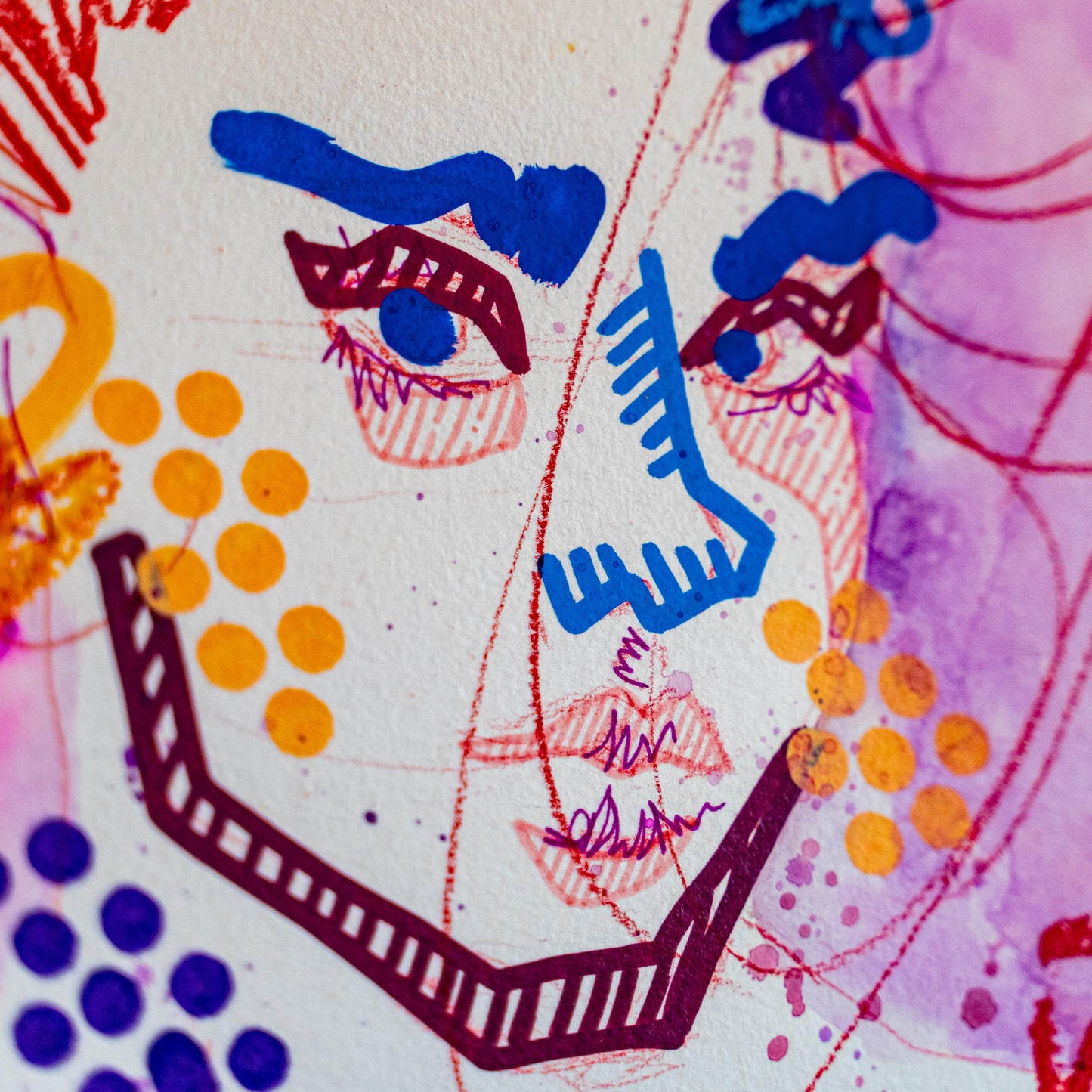 Portrait Féminin (Original) -Illustration d'un portrait féminin pour mon Livre d'art "Bouquin" de 2023. Il s'agit d'un dessin original sur aquarelle papier épais 300g composé de plusieurs techniques et outils mélangées : Feutres pour enfants, marqueurs à peinture, peinture aquarelle et pastels à l'acrylique. FORMAT A3 : 42 x 30 cm Le dessins est tamponné, signé et gaufré à la main. Exemplaire unique. Vendue sans cadre.-Brunograffer Portrait Féminin (Original) -Illustration d'un portrait féminin pour mon Livre d'art