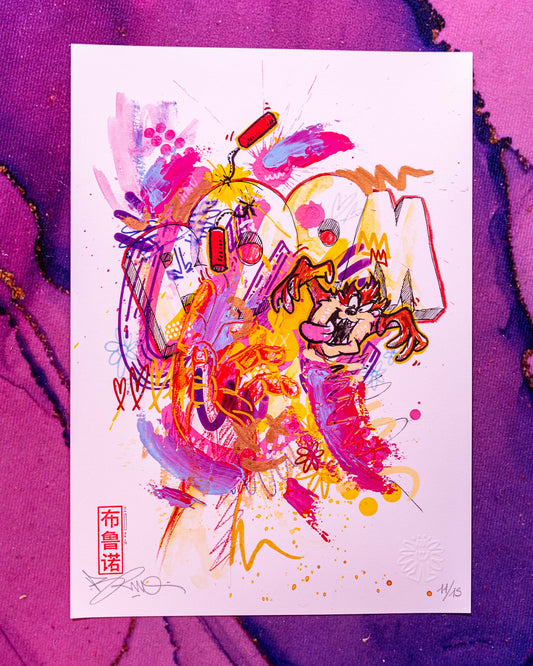 Abstrait cartoon — Edition limitée Boutique Art de Brunograffer - Une illustration que j'ai réalisée pour la sortie de mon premier livre d'art : Bouquin.
Le dessin a été réalisé en live sur Twitch avec des crayons de couleurs, de la peinture aquarelle, des marqueurs à peinture, des feutres pour enfants et des pastels à l'huile.
Ce poster est une version imprimé de cette illustration tiré en édition limitée à 20 exemplaires. 10 exemplaires en format A4 et 5 en format A3, vous pouvez choisir le format que vous souhaité.
Chaque poster est numéroté, signé, tamponné et gaufré à la main pour preuve d'authenticité.