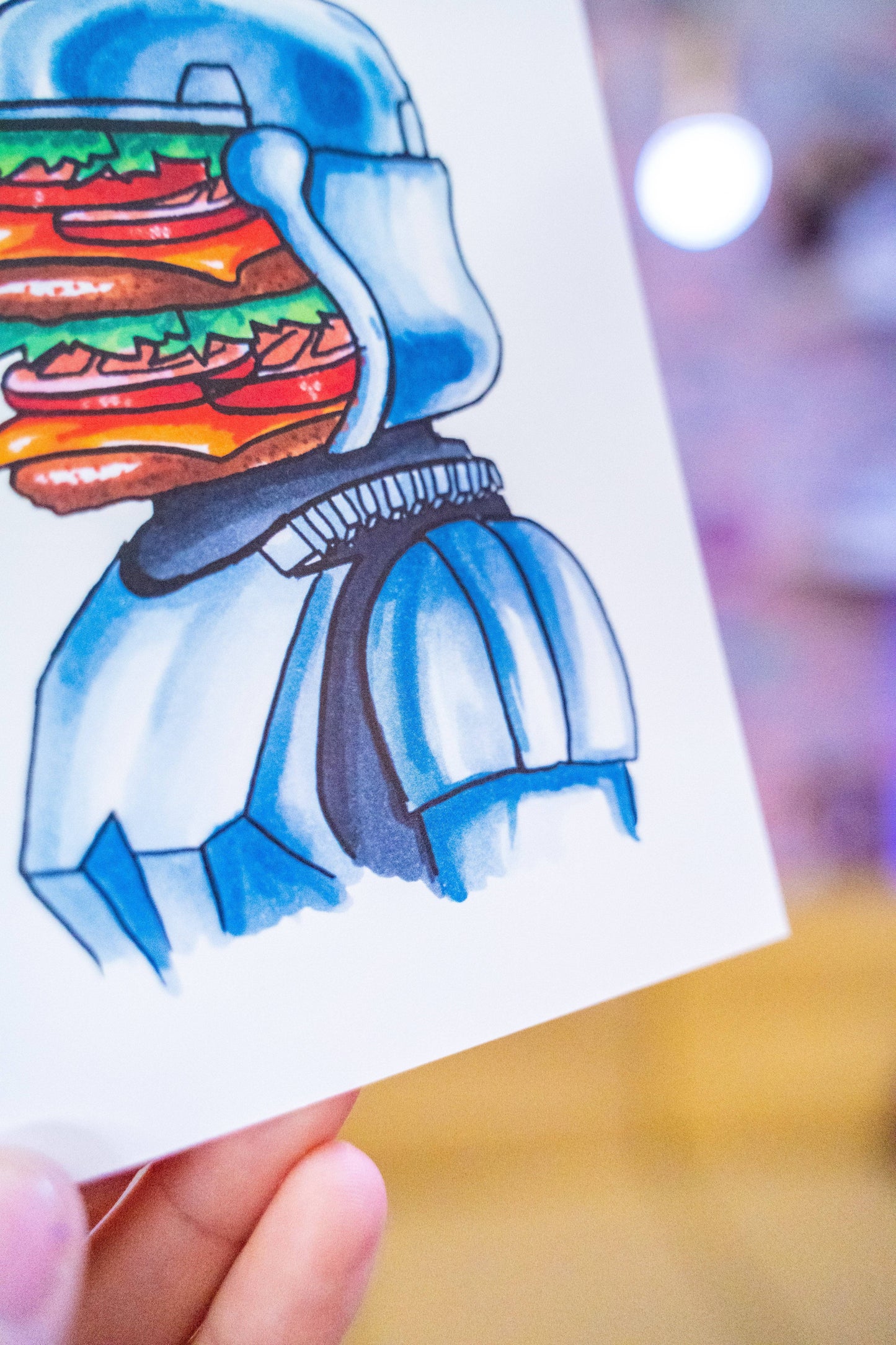 Stormwooper -Parodie d'un Stormtrooper de Star Wars (Stormwooper : Stormtrooper avec une tête en burger) Carte postale imprimée sur un papier 300g.-Brunograffer Stormwooper -Parodie d'un Stormtrooper de Star Wars (Stormwooper : Stormtrooper avec une tête en burger) Carte postale imprimée sur un papier 300g.-Brunograffer