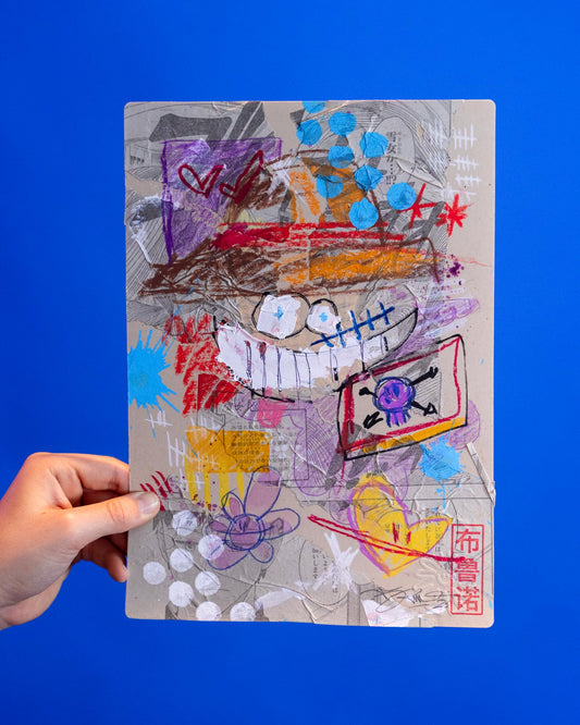 Dessin original réalisé en live sur Twitch tamponné, gaufré et signé à la main.
 
Matériel : Crayon de couleurs, feutres Posca, peinture aquarelle et pastels.
Dimensions : 21 x 29,7 cm (format A4)
Papier épais 300g de grande qualité.