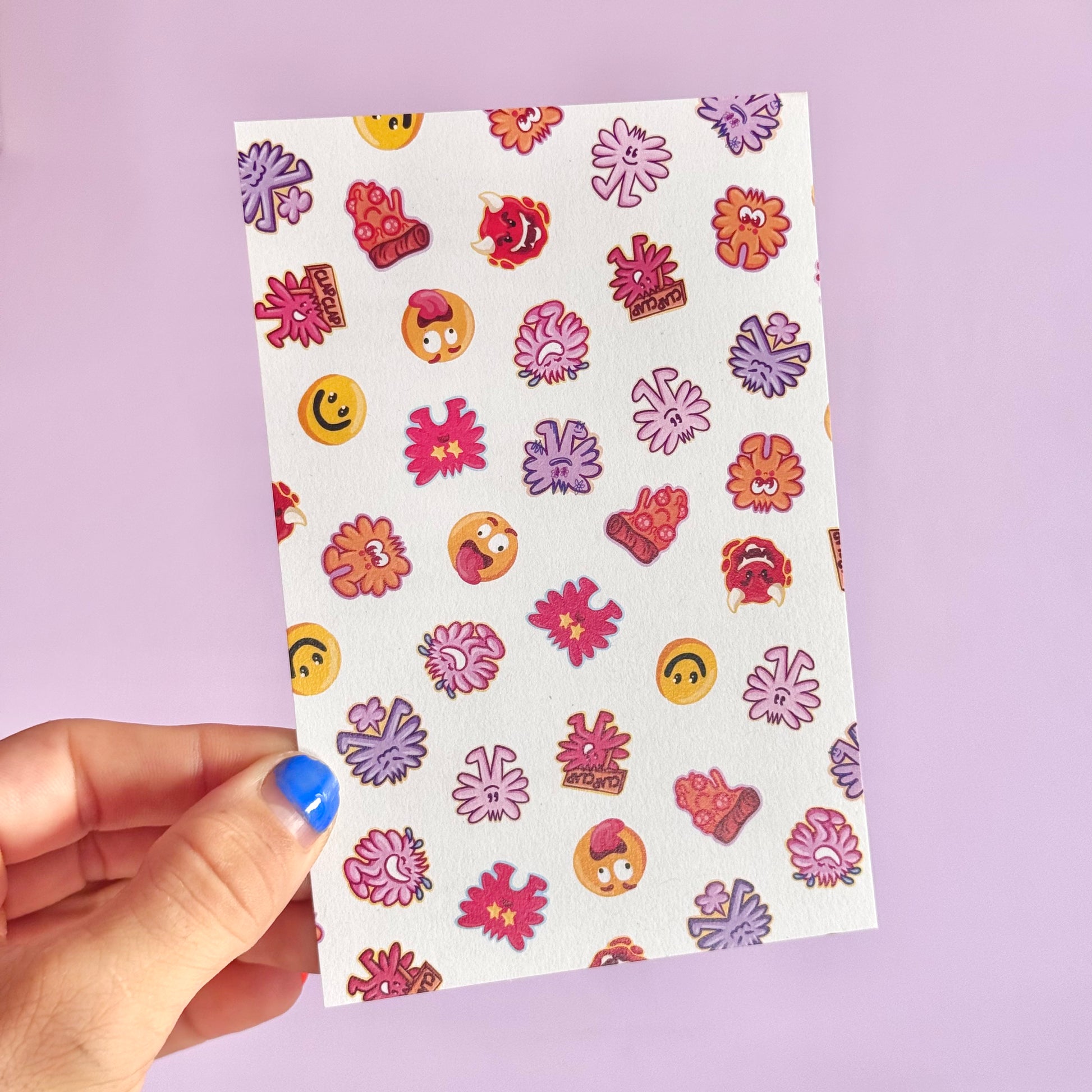 Carte postale Multipad -Carte postale imprimée des Emotes de la chaîne Twitch dessiné en digital.Imprimée sur un papier 300g recyclé. Possibilité de la faire signer et dédicacer à la main en choisissant l'option de livraison "Dédicacée".-Brunograffer