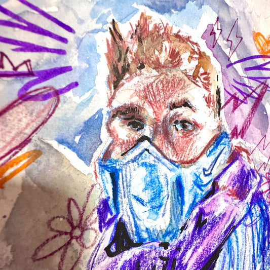 Boutique Art de Brunograffer - Dessin original réalisé en live sur Twitch tamponné, gaufré et signé à la main.
 
Matériel : Crayon de couleurs, feutres Posca et peinture aquarelle.
Dimensions : 15 x 21 cm
Papier épais 300g de grande qualité.