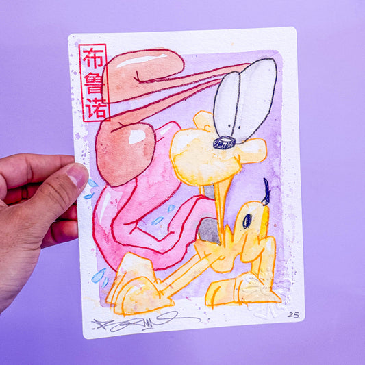 Dessin original réalisé en live sur Twitch tamponné, gaufré et signé à la main.
 
Matériel : Crayons de couleur et peinture aquarelle.
Dimensions : 15 x 21 cm
Papier hahnemühle épais 300g de grande qualité.