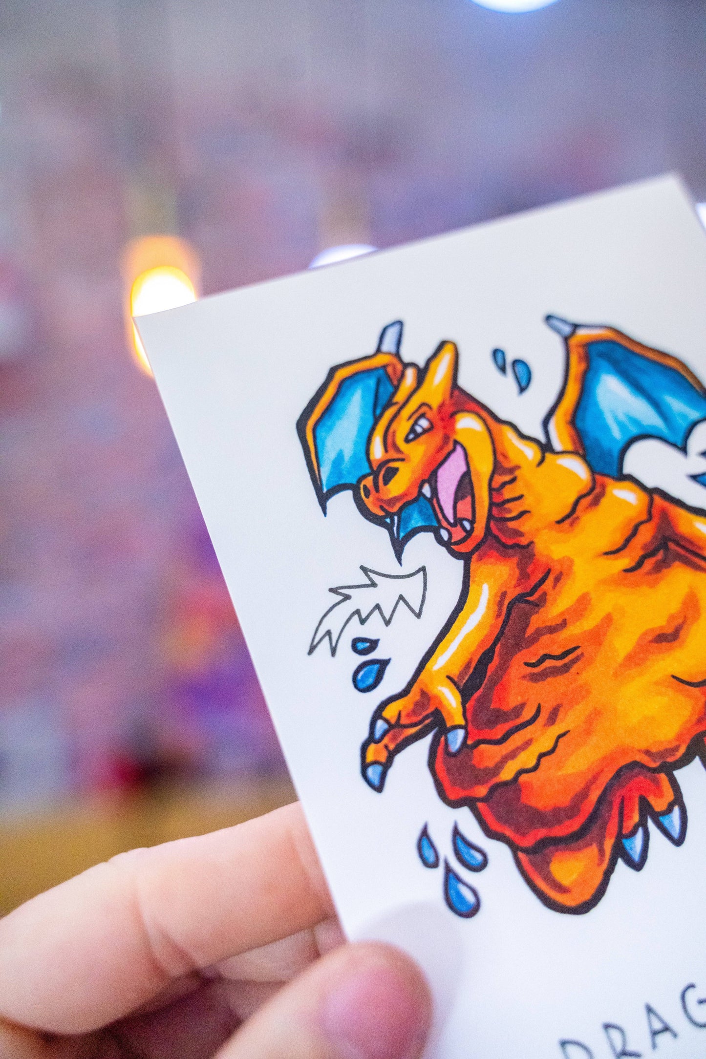 Dragrofeu -Illustration imprimé sur papier épais 300g recyclé.La version en poster A4 est tamponnée à la main.-Brunograffer