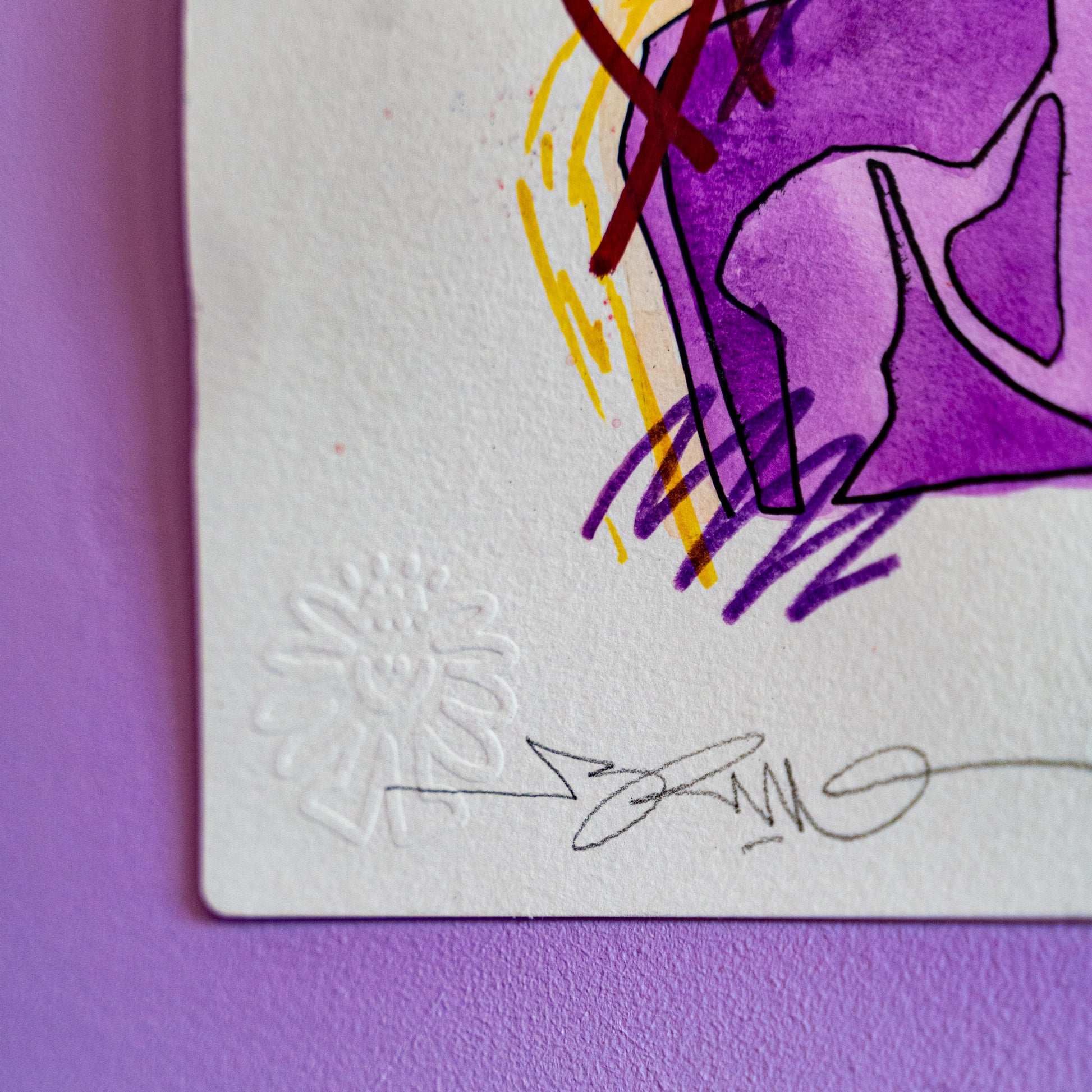 Portrait féminin (Original) -Illustration d'un portrait féminin pour mon Livre d'art "Bouquin" de 2023. Il s'agit d'un dessin original sur aquarelle papier épais 300g composé de plusieurs techniques et outils mélangées : Feutres pour enfants, marqueurs à peinture, peinture aquarelle et pastels à l'acrylique. FORMAT A3 : 42 x 30 cm Le dessins est tamponné, signé et gaufré à la main. Exemplaire unique. Vendue sans cadre.-Brunograffer