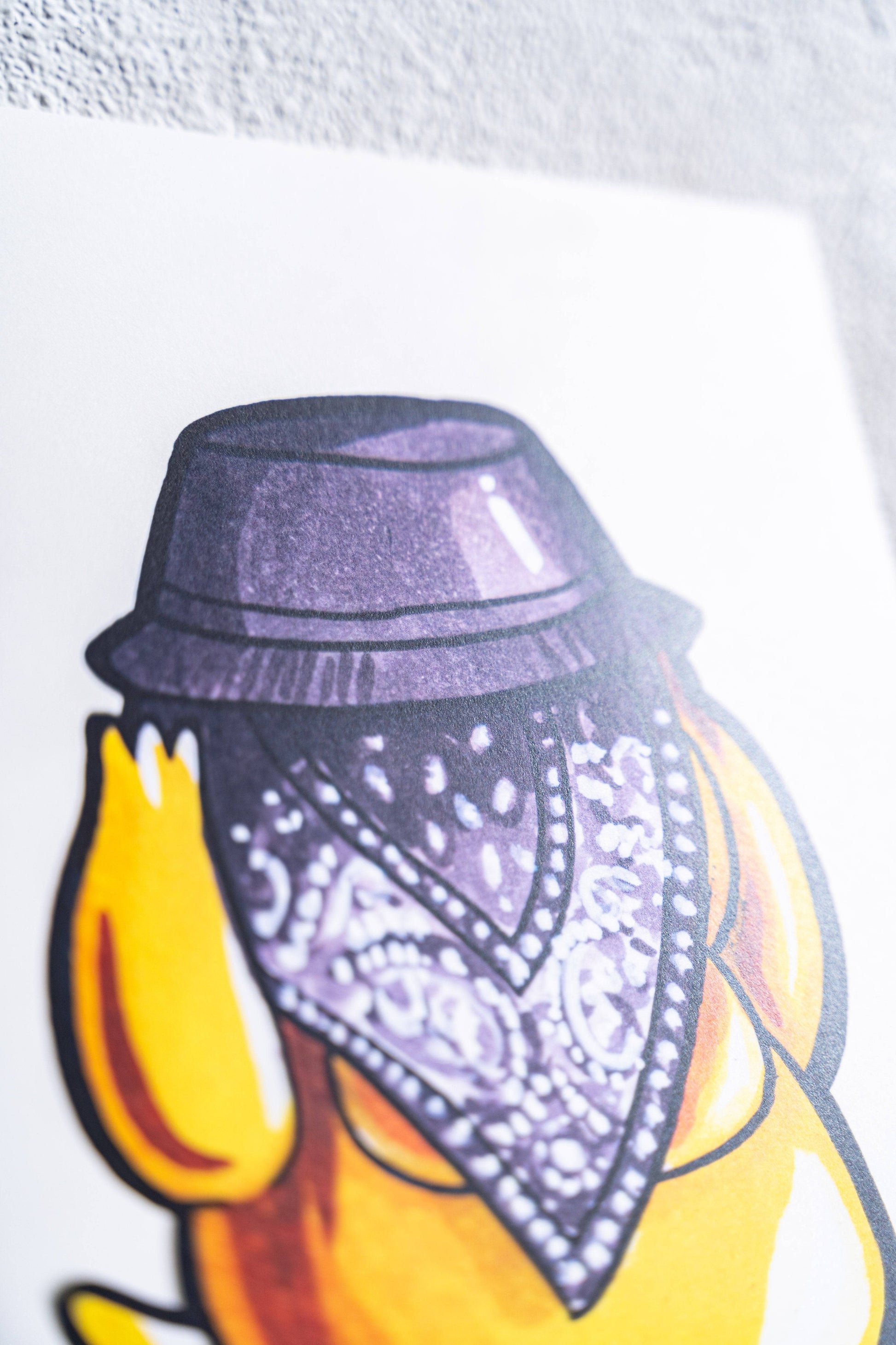 Psykoziak -Illustration imprimée sur papier épais 300g recyclé.La version poster est tamponnée à la main.-Brunograffer