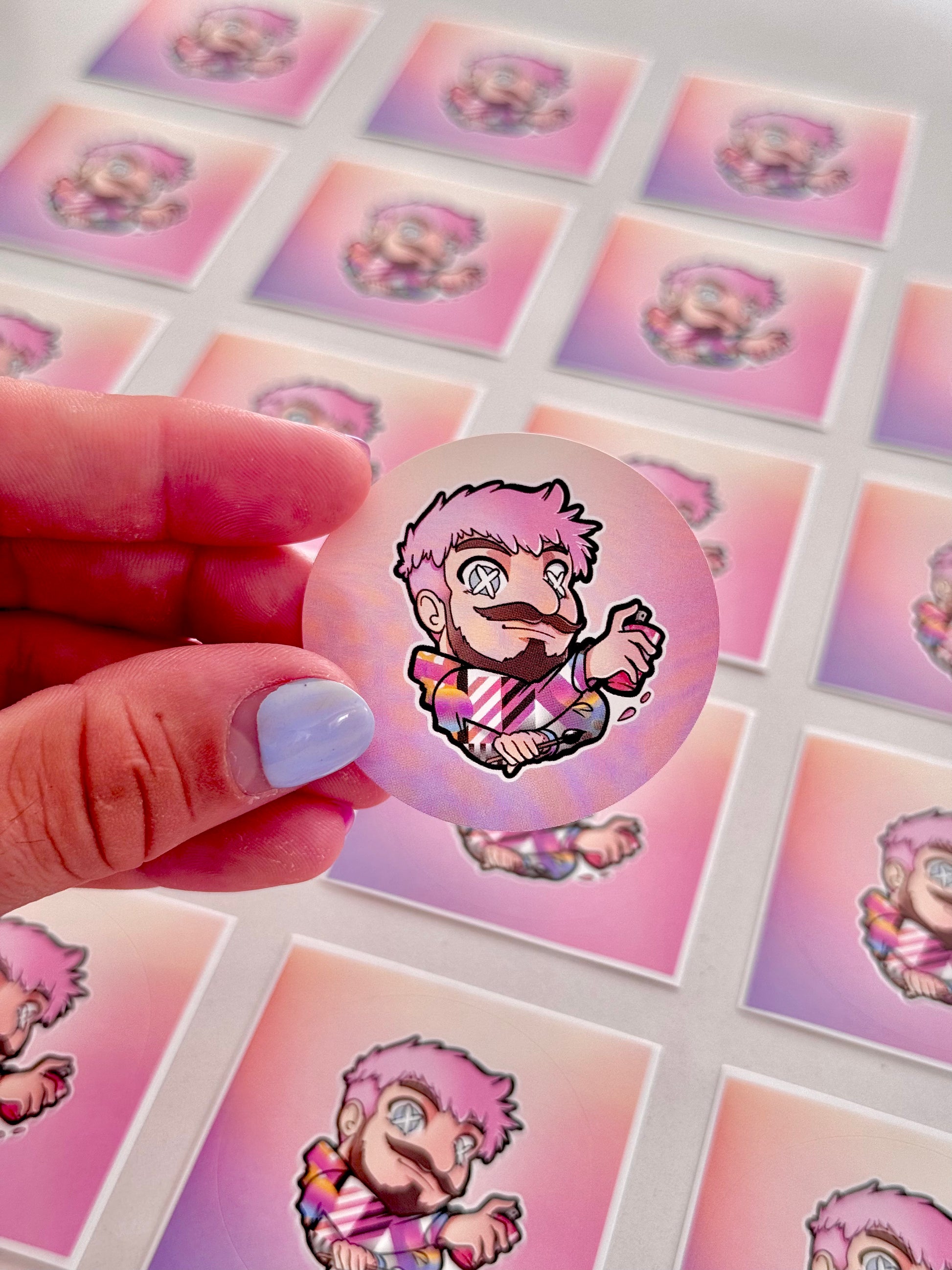 Sticker Brunograffer -Des stickers à mon effigie ! Taille 5cm de diamètre Un exemplaire de ces stickers est offert dans chaque commande parmi les 4 designs des stickers ronds. Mais vous pouvez en ajouter d’avantage si vous le souhaitez en les commandant ici 👌🏼-Brunograffer