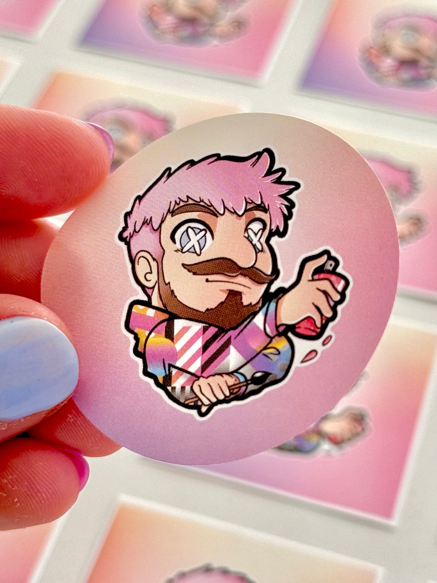 Sticker Brunograffer -Des stickers à mon effigie ! Taille 5cm de diamètre Un exemplaire de ces stickers est offert dans chaque commande parmi les 4 designs des stickers ronds. Mais vous pouvez en ajouter d’avantage si vous le souhaitez en les commandant ici 👌🏼-Brunograffer