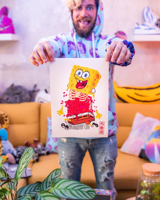 Poster imprimé sur papier recyclé 300g format A4 et tamponné à la main.