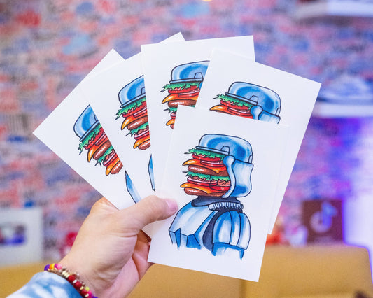 Boutique Art de Brunograffer - Parodie d'un Stormtrooper de Star Wars (Stormwooper : Stormtrooper avec une tête en burger)
Carte postale imprimée sur un papier 300g.