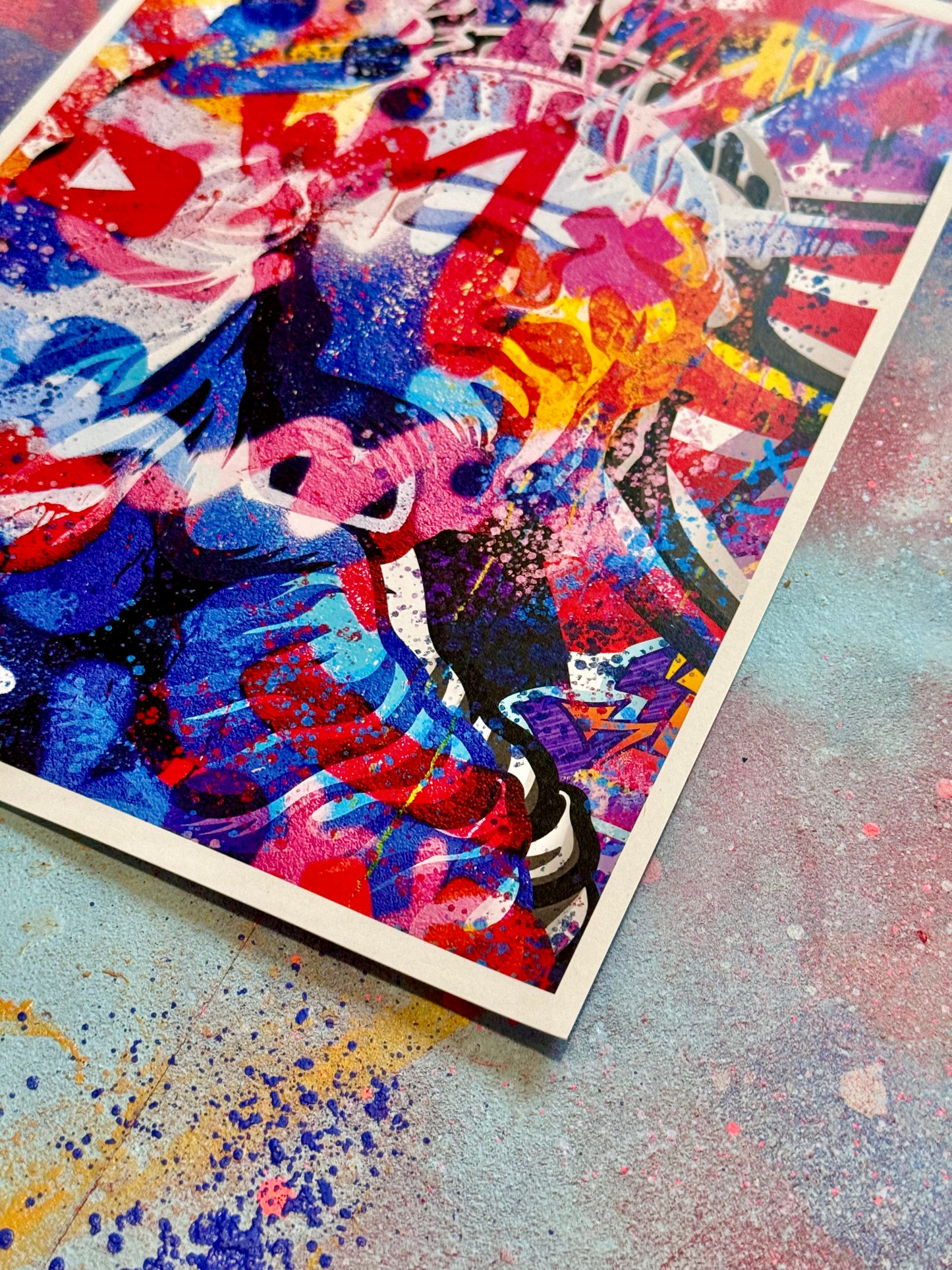 USA Street art 2/2 -Poster imprimé sur papier recyclé 300g format A4 et tamponné à la main.-Brunograffer