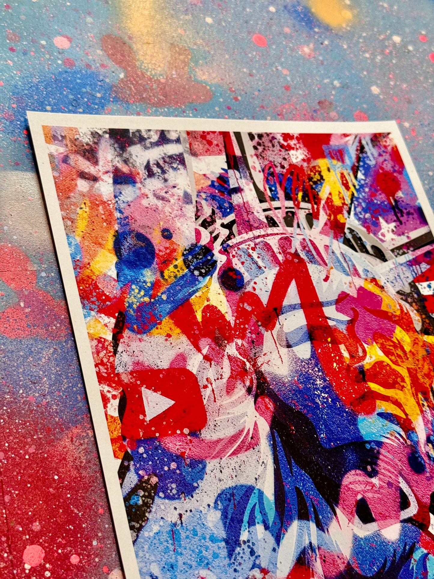 USA Street art 2/2 -Poster imprimé sur papier recyclé 300g format A4 et tamponné à la main.-Brunograffer