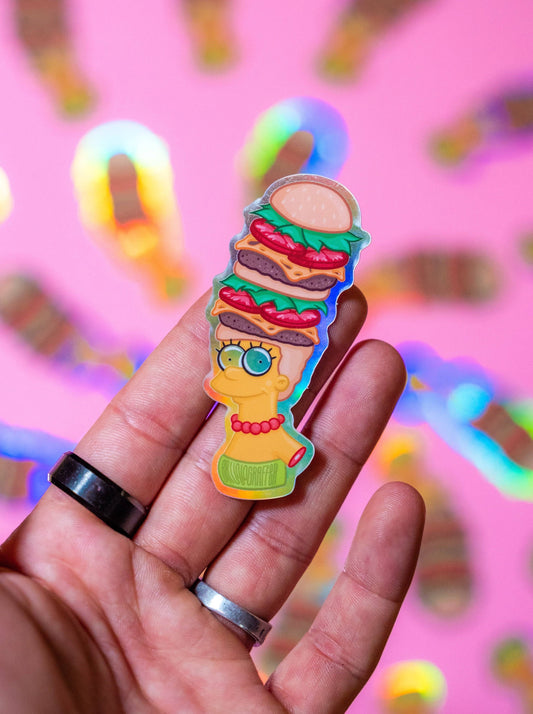 Illustration digitale imprimée sur stickers Vinyl mat avec effet holographique.
Une illustration digital réalisé sur tablette iPad avec Procreate puis imprimée. Les autocollants sont résistant aux poussières et aux éclaboussures. Veillez bien à les coller sur une surface lisse, propre et sèche pour un bon maintient. Par exemple sur un casque, un vélo, un frigo, une porte, le dos d'un téléphone, etc.
Matériaux : Sticker Vinyle mat avec effect Holographique.Dimensions : 7,2 x 3 cm
 
Vendu à l'unité