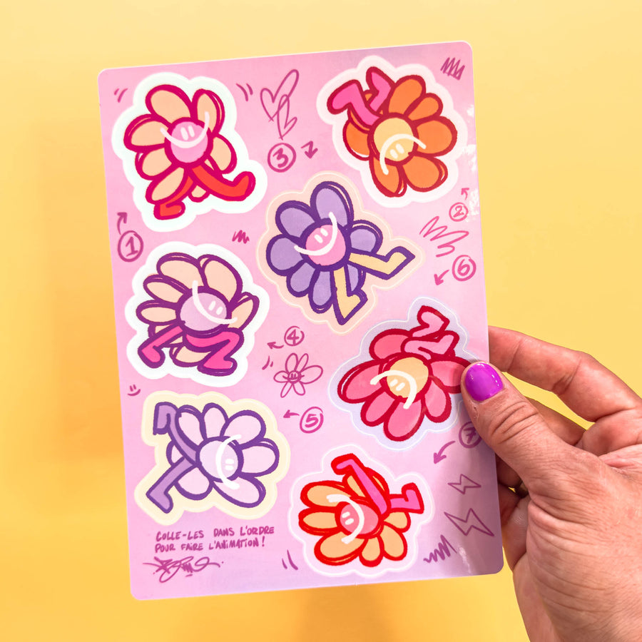 Pack Fleur animée (7 Stickers) | Brunograffer | Les packs de stickers