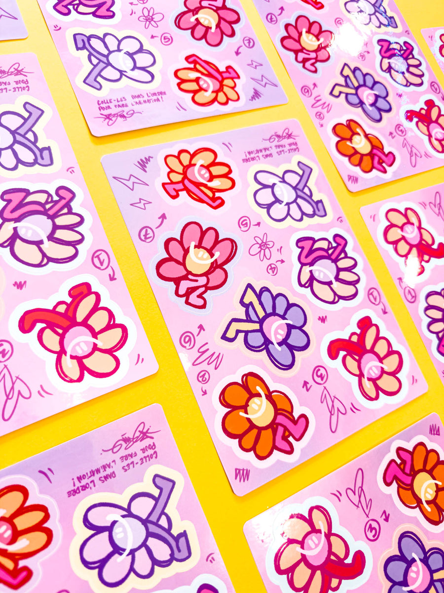Pack Fleur animée (7 Stickers) | Brunograffer | Les packs de stickers