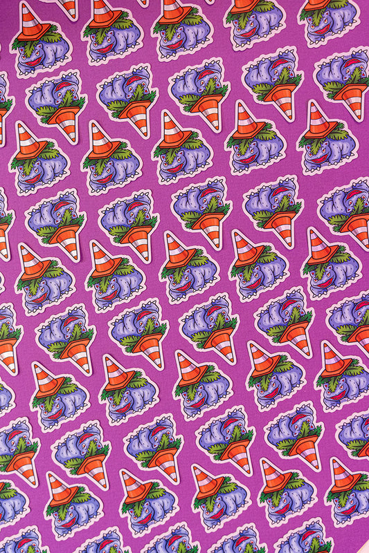 Boutique Art de Brunograffer - Illustration digitale d'une parodie de pokémon imprimée sur sticker Vinyl brillant avec effet holographique.
Une illustration digital réalisé sur tablette iPad avec Procreate puis imprimée. Les autocollants sont résistant aux poussières et aux éclaboussures. Veillez bien à les coller sur une surface lisse, propre et sèche pour un bon maintient. Par exemple sur un casque, un vélo, un frigo, une porte, le dos d'un téléphone, etc.
Matériaux : Sticker Vinyle mat avec effet holographique.Dimensions :  4,8 x 5,7 cm
 
Vendu à l'unité